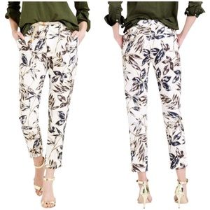 J. Crew Garden Pant Gold Foil Leaf Print Size 0